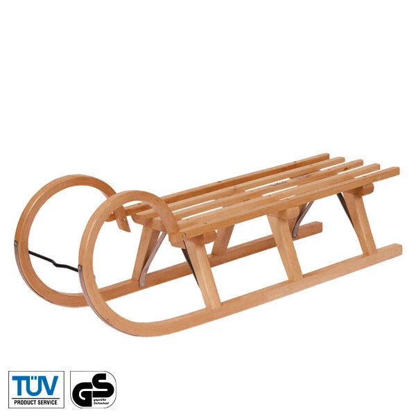 Holzschlitten TARA II 110 cm – traditionell mit Holzleisten | Robuste Konstruktion | TÜV GS