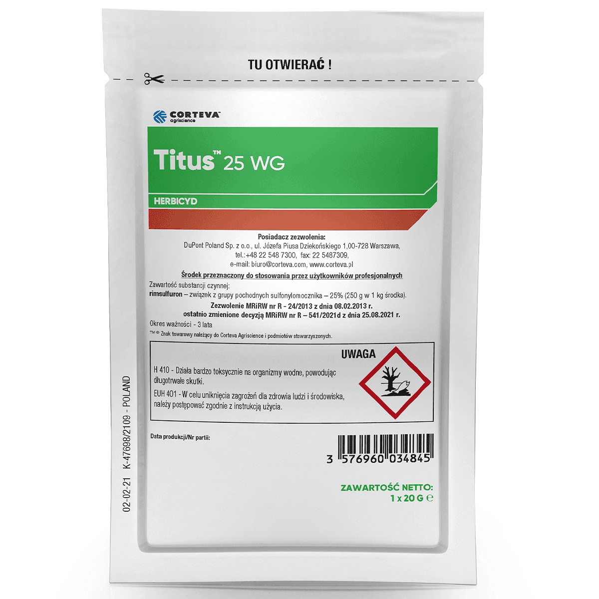 Titus 25 WG (rimsulfuron) Corteva - Herbizid