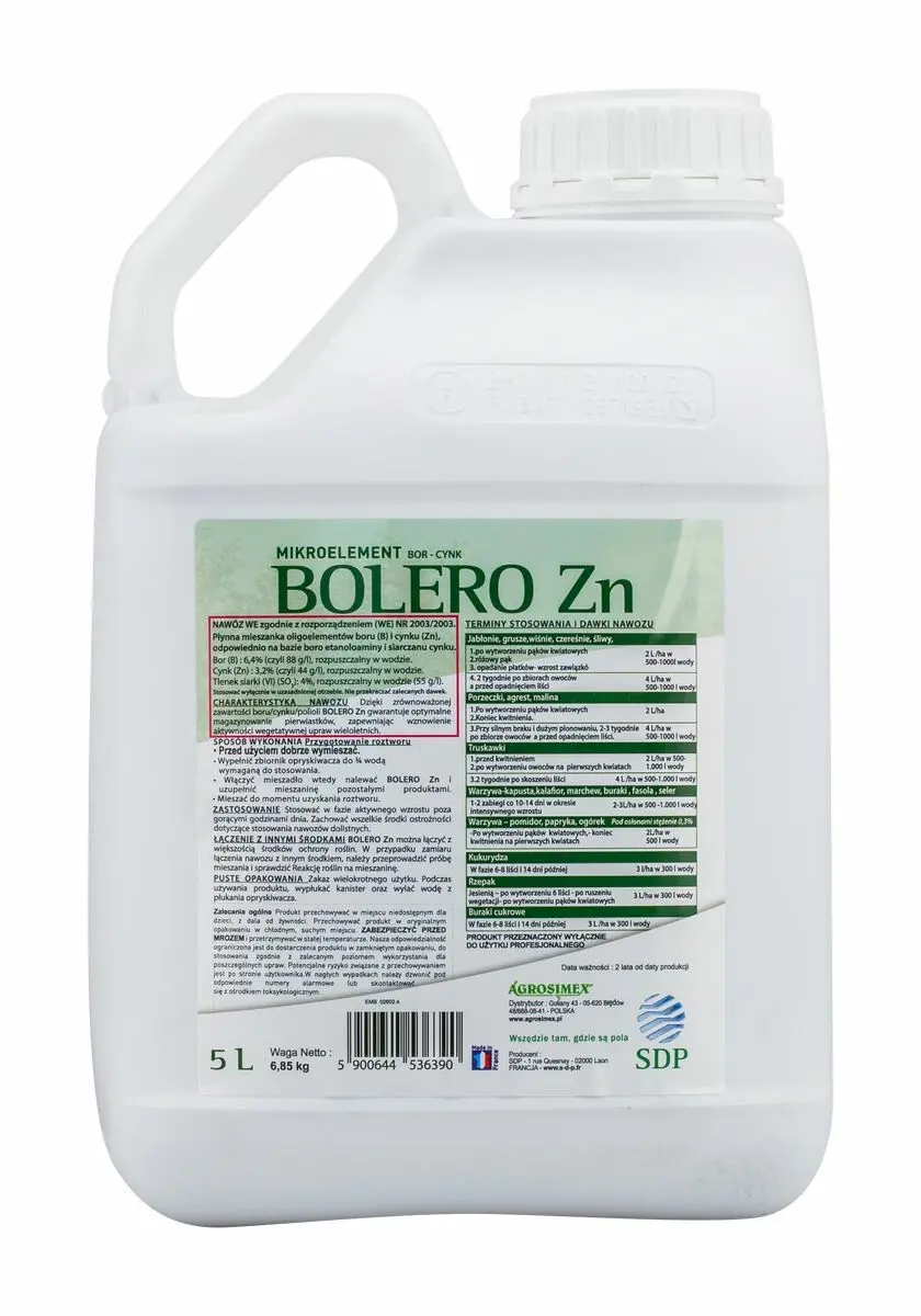 Bolero Zn (zink) - bladmeststof bij borium- en zinktekorten 5