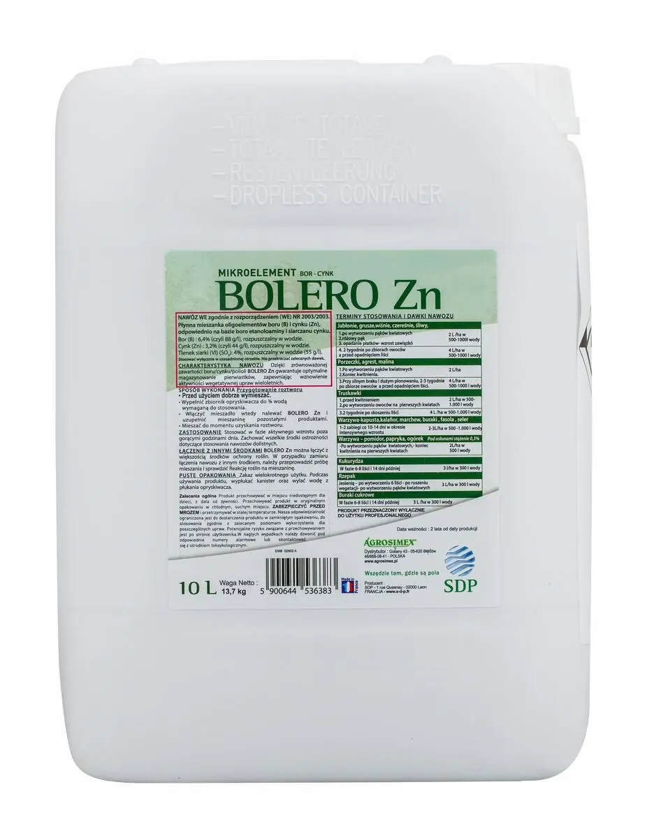 Bolero Zn (zink) - bladmeststof bij borium- en zinktekorten 7