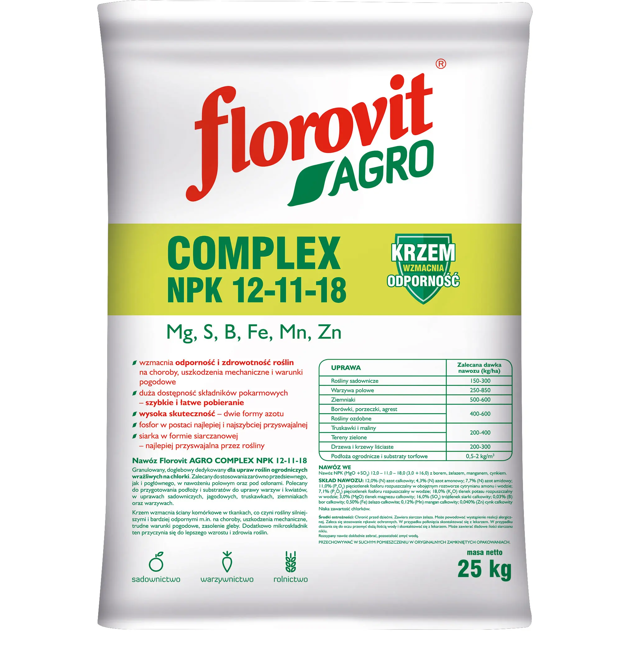 Florovit Agro Complex NPK 12-11-18 - Dünger für chloridempfindliche Pflanzen