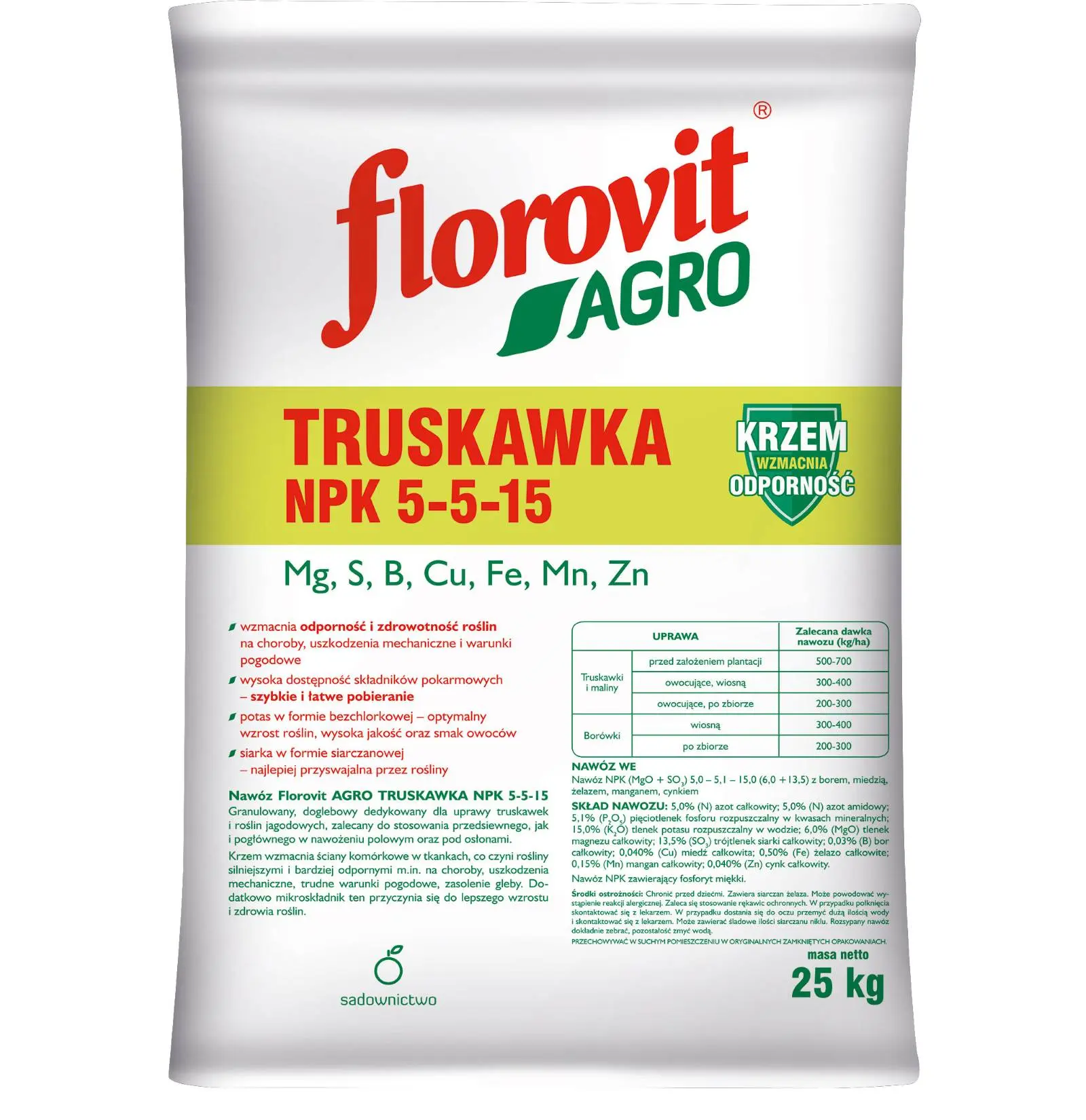 Florovit Agro Strawberry NPK 5-5-15 - fertiliser for strawberries