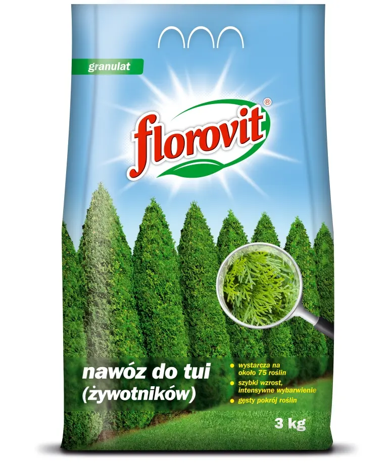 Dünger für Thuja (Lebensbäume) Nadelgehölze Florovit 3