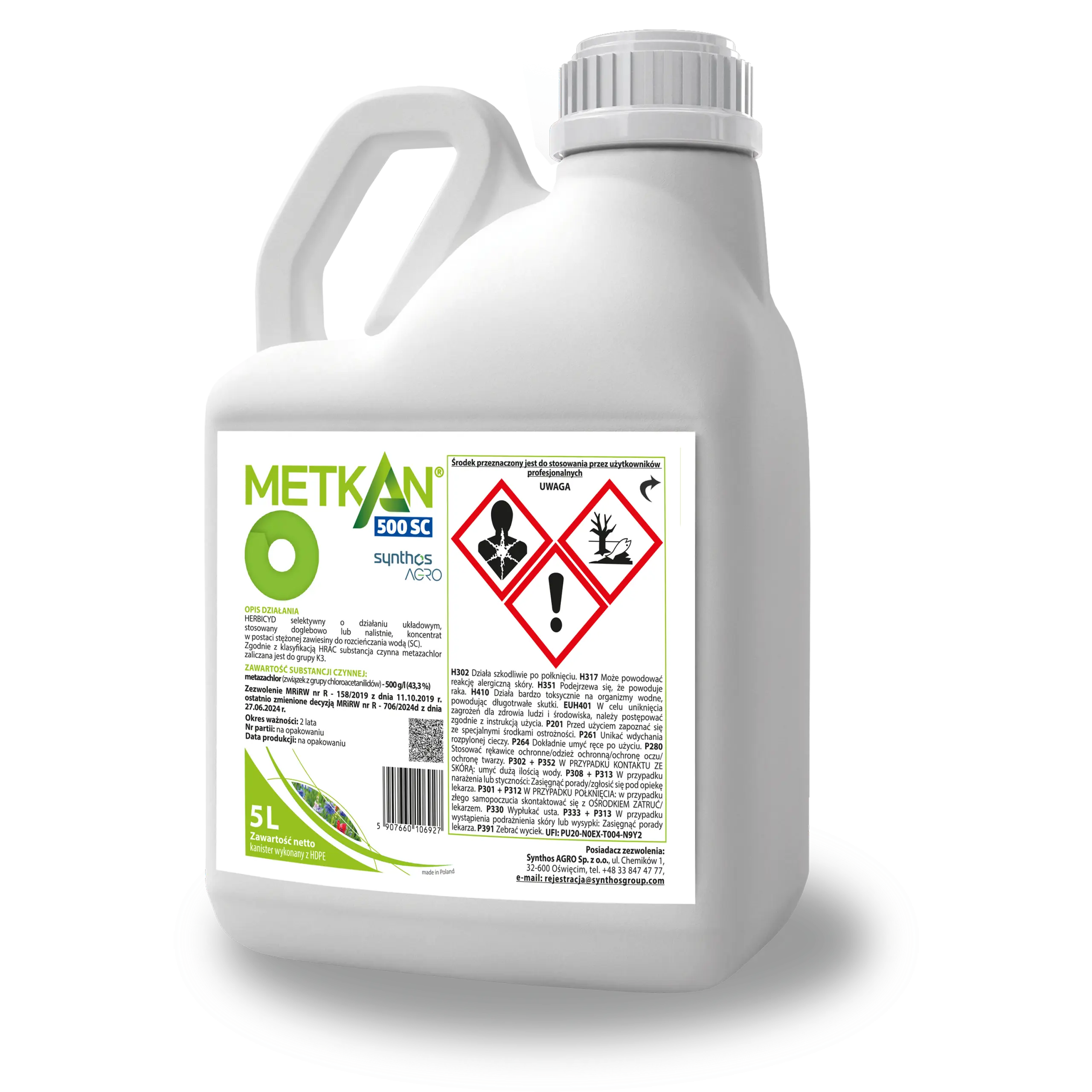 Metkan 500 SC (metazachlor) herbicide Synthos Agro