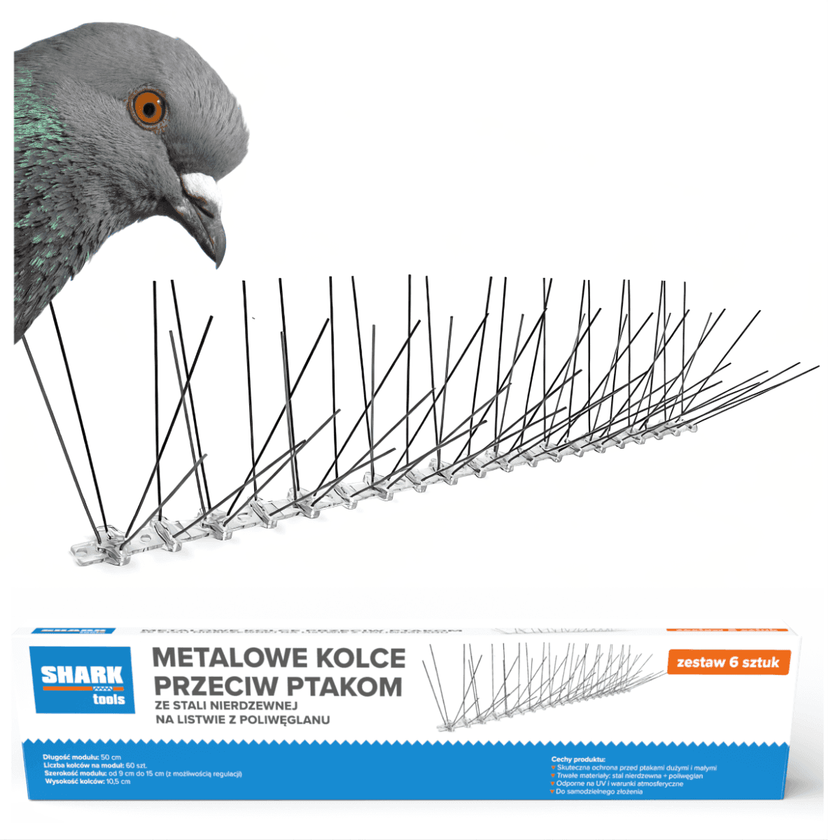 Metall-Vogelschutzspitzen 50cm Shark Tools – 3m Set (6 Stk.)