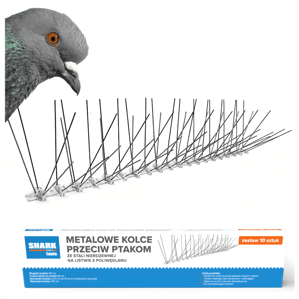 Metall-Vogelschutzspitzen 50cm Shark Tools – 5 m Set (10 Stk.)