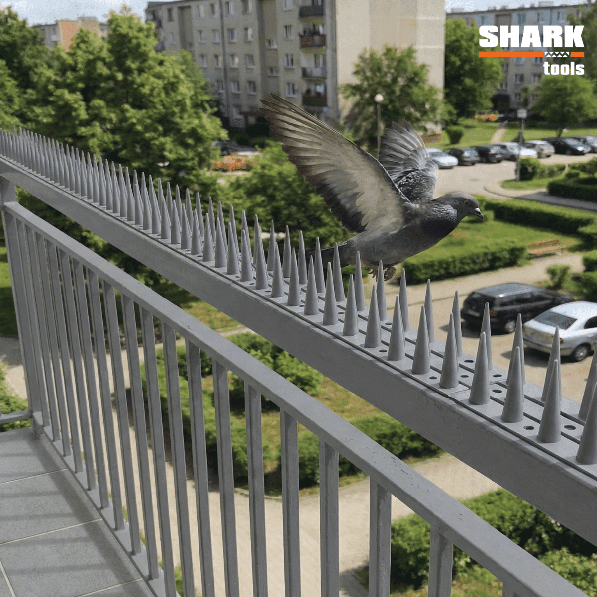Vogelschutzspitzen aus grauem Kunststoff 45cm Shark Tools - Set 4,5m (10 Stk.) 7