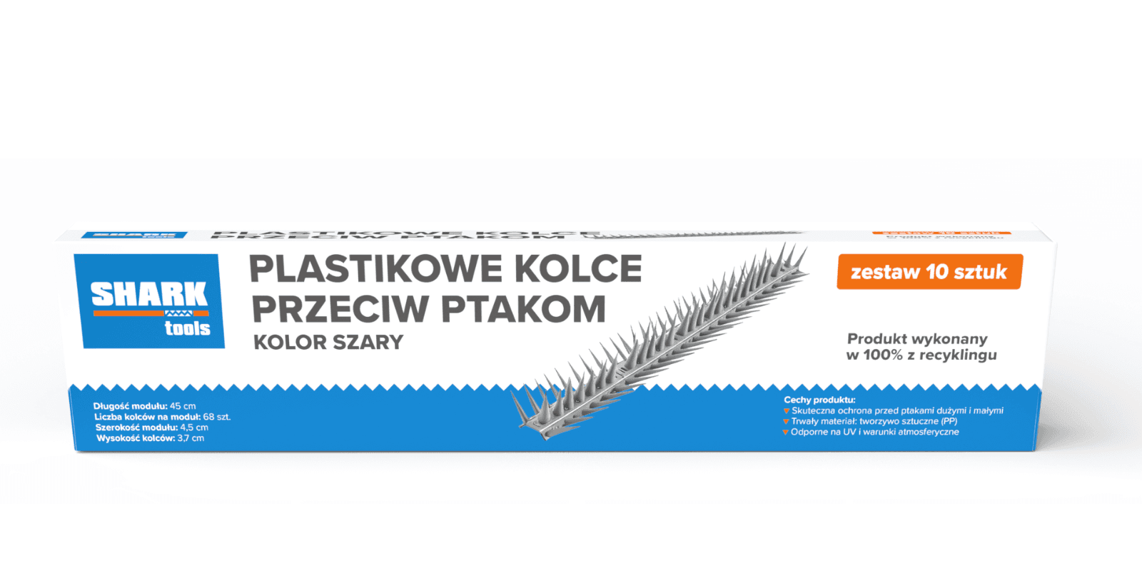 Vogelschutzspitzen aus grauem Kunststoff 45cm Shark Tools - Set 4,5m (10 Stk.) 8