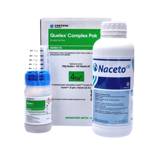 Quelex Complex Pak 4HA – Quelex 0,1 kg (Florasulame, Halauxyfen-méthyle) + Naceto 1 L (Diflufénican, Flufénacet)