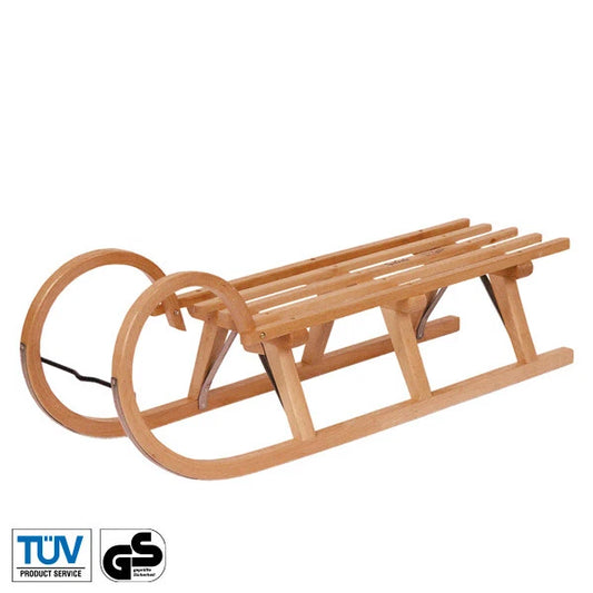 Holzschlitten TARA II 110 cm – traditionell mit Holzleisten | Robuste Konstruktion | TÜV GS